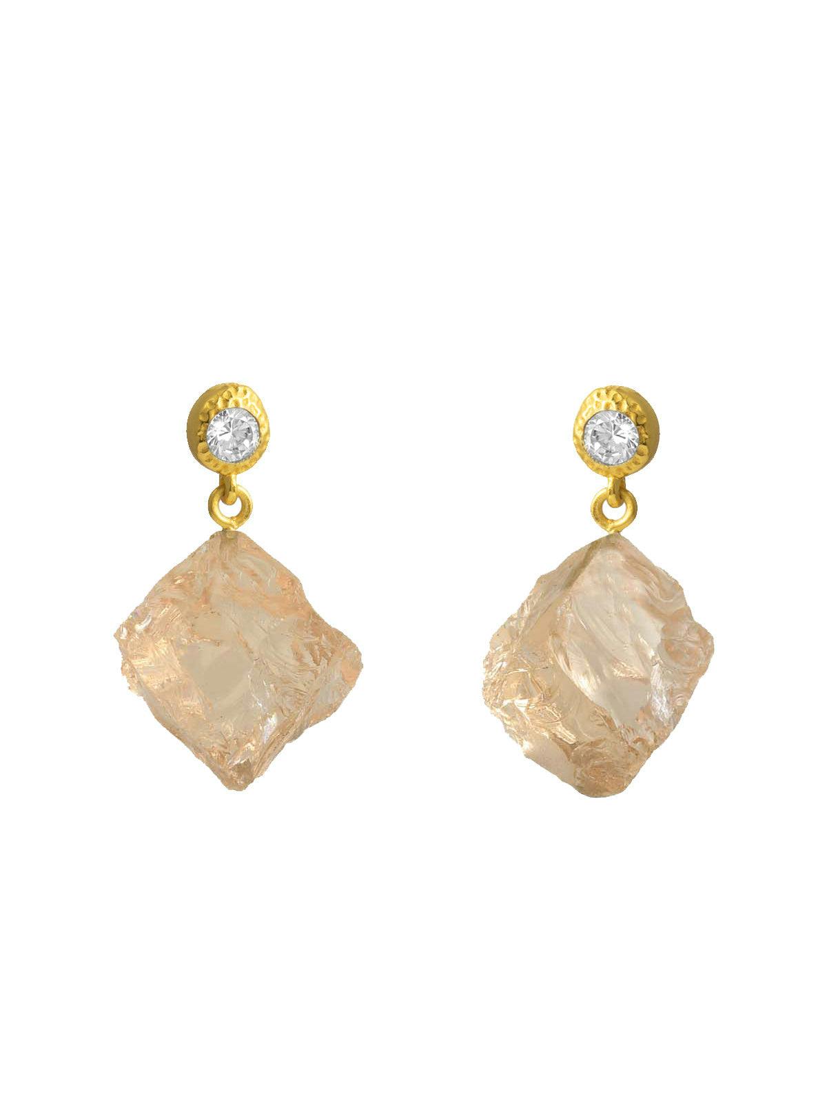 Athena Earrings Raw Crystal Champagne