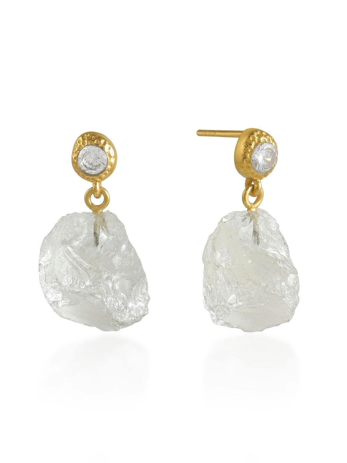 Athena Earrings Raw Crystal Clear