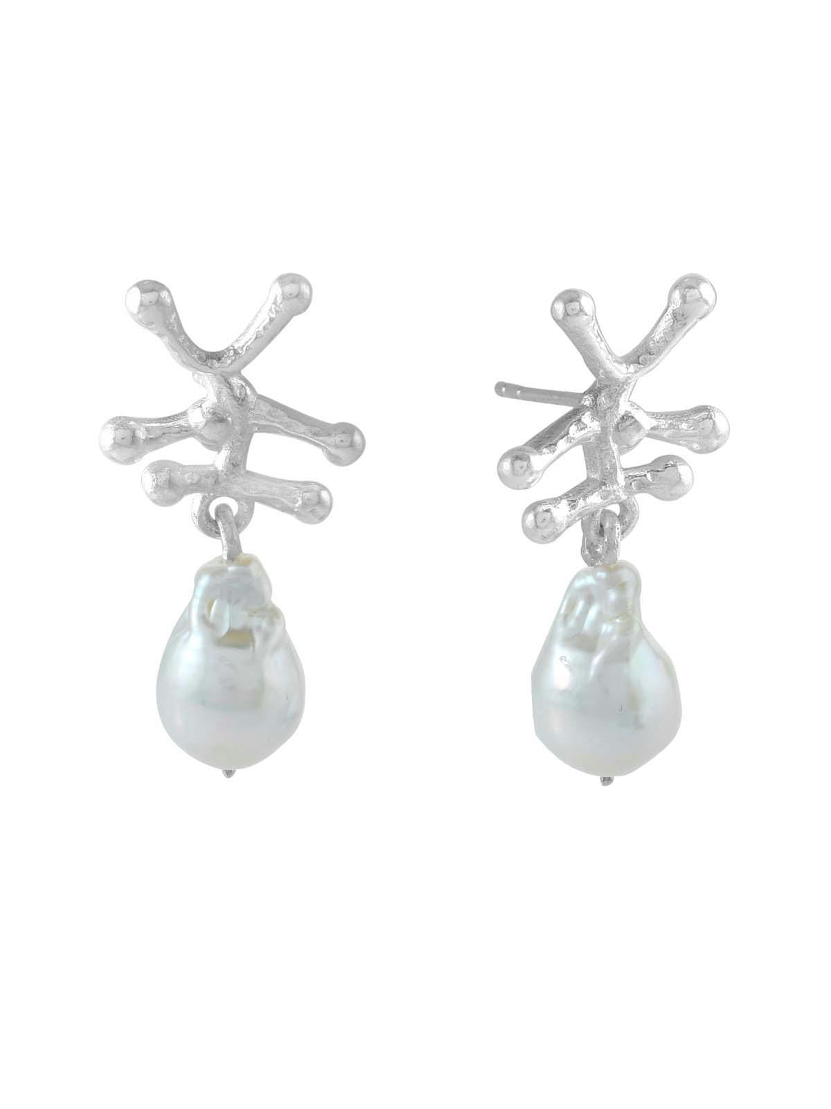 Nuria Earrings Silver Pearl