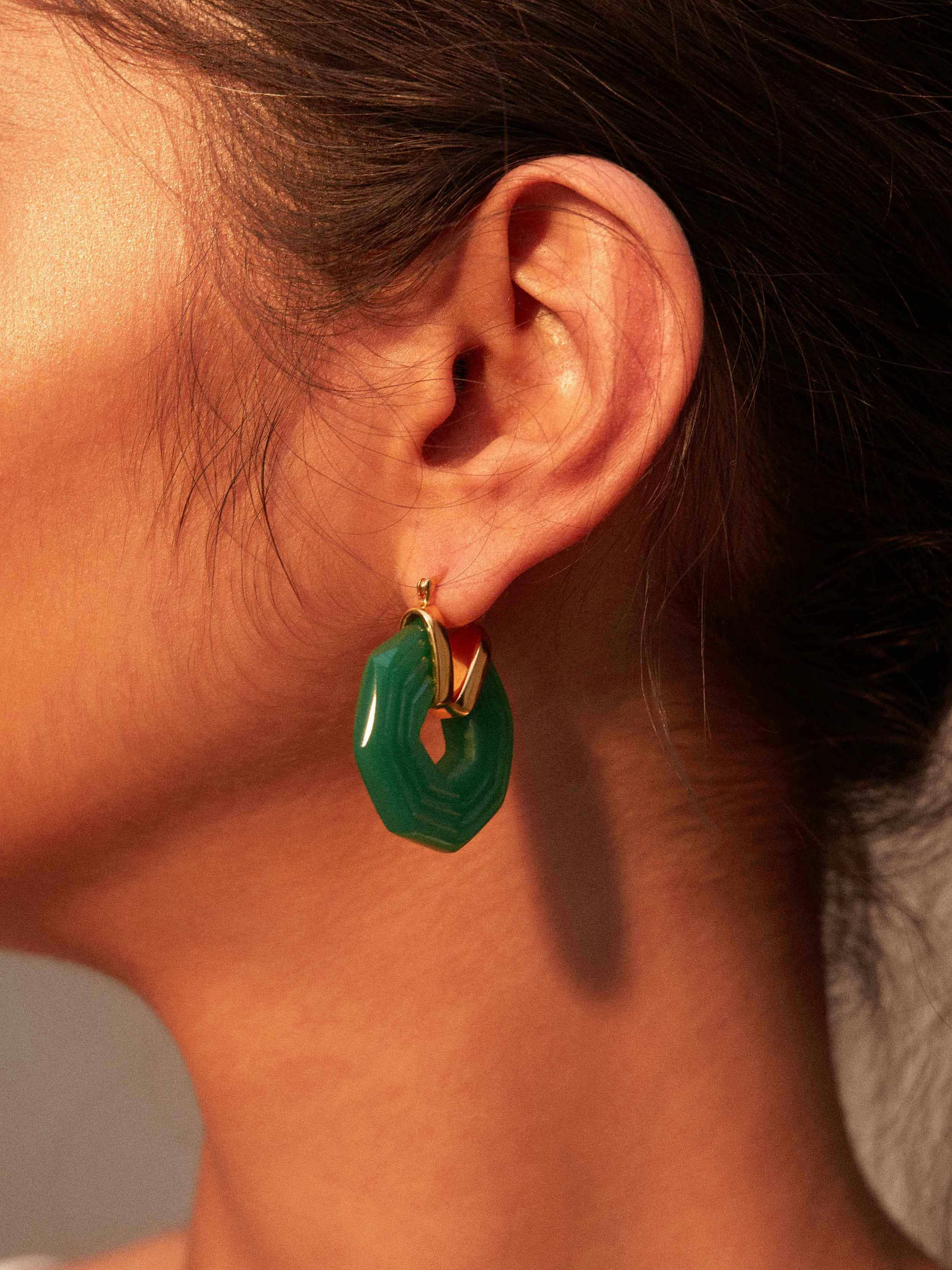 Sphinx Earrings Emerald